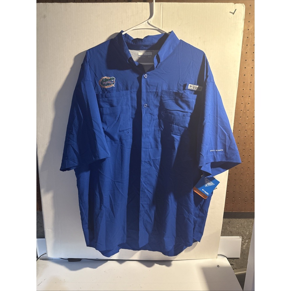 Florida Gators Columbia PFG Button Up Fishing Shirt‎ Mens XL Short Sleeve Vented